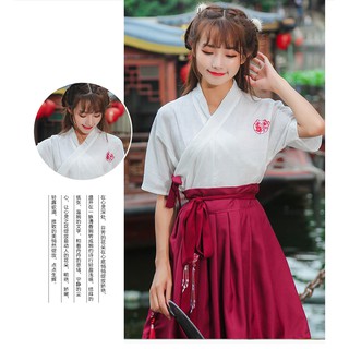 Hán phục cách tân váy ngắn mèo chiêu tài