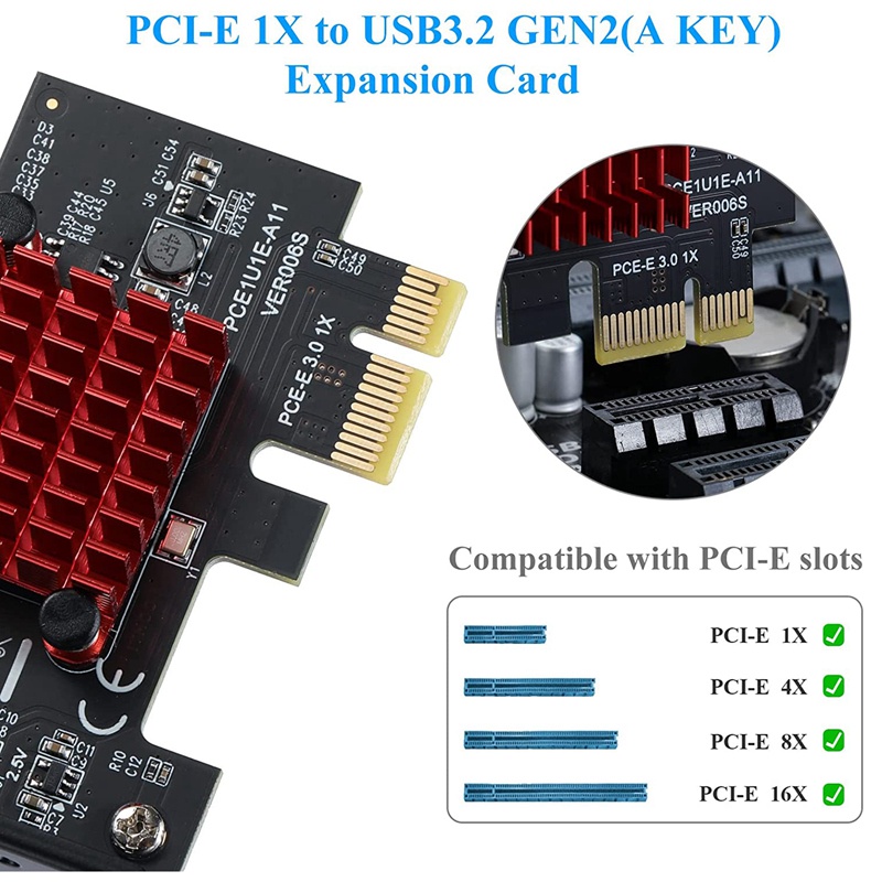 Thẻ Mở Rộng USB 3.1 GEN2 Type-C 10Gbps PCI Express 3.0 1X Sang 20Pin Cho Windows 10 / 8