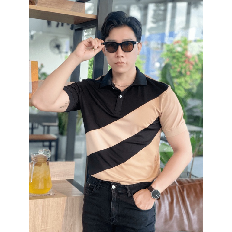 Áo thun Nam Có Cổ Polo Phối Sọc Nam Tính Lịch Lãm Cực Hot HK