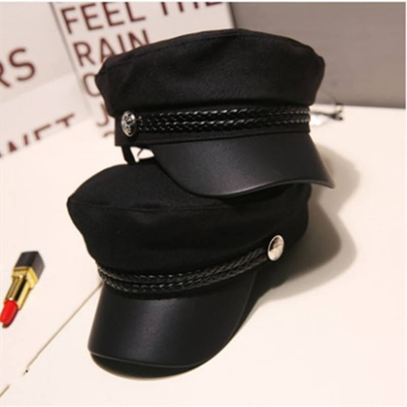 Mũ beret màu xanh dương phong cách quân đội cho nữ