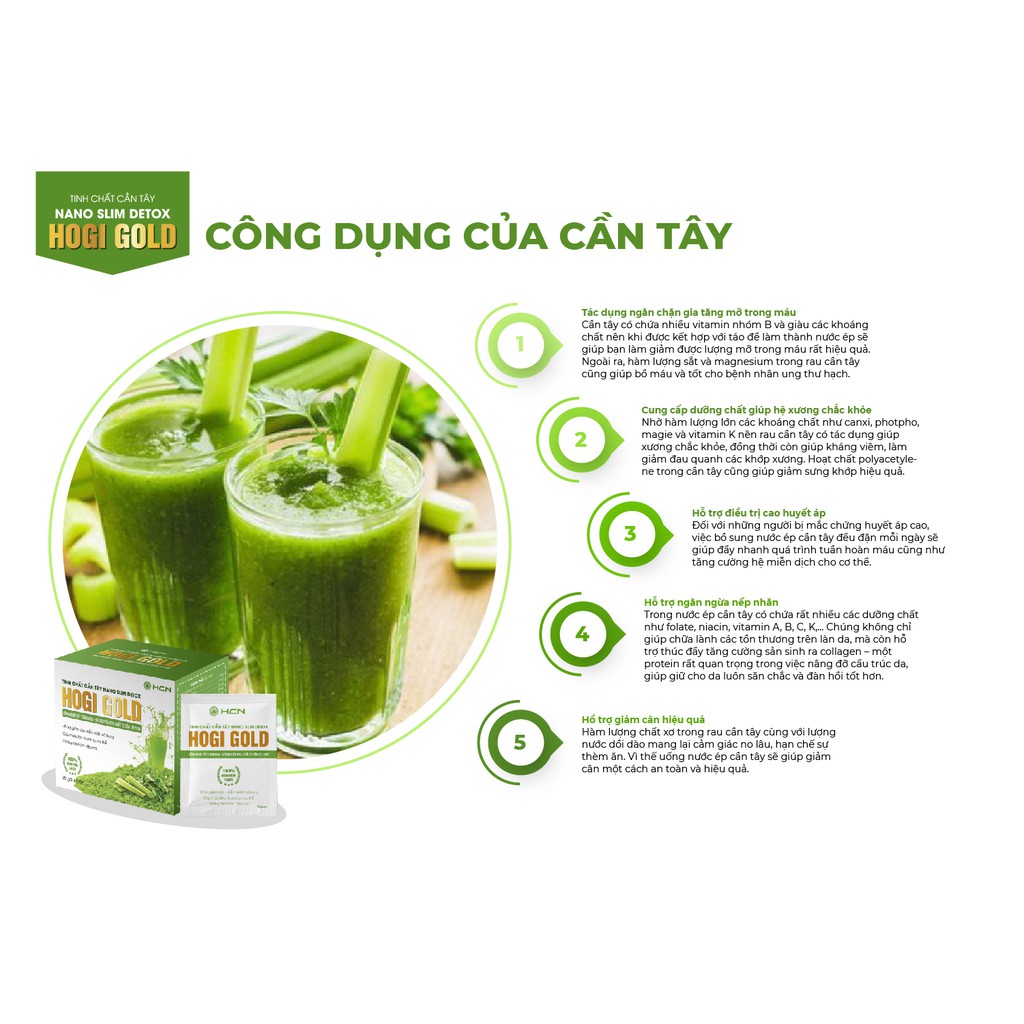 Tinh chất cần tây Nano Slim Detox Hogi hỗ trợ giảm cân, tinh chất cần tây giúp thải độc, thanh lọc cơ thể | BigBuy360 - bigbuy360.vn