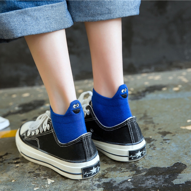 Vớ cotton mắt cá chân thêu hình đôi mắt sáng tạo dành cho cả nam và nữ