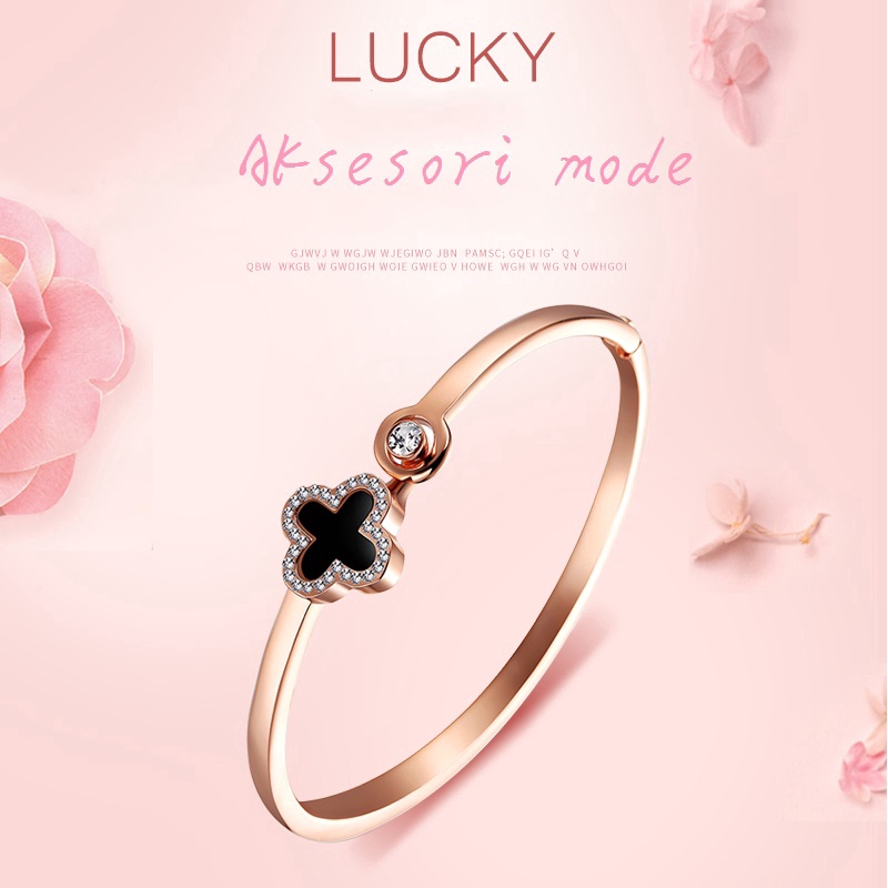 Vòng tay hình cỏ 4 lá đính đá pha lê xinh xắn thời trang cho nữ | BigBuy360 - bigbuy360.vn