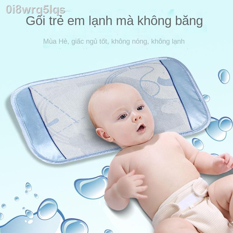 ( Sẵn)۞☾►Gối mát cho bé mùa hè thoáng khí thấm mồ hôi băng lụa lạnh trẻ em kiều mạch 0-1-3-6 tuổi