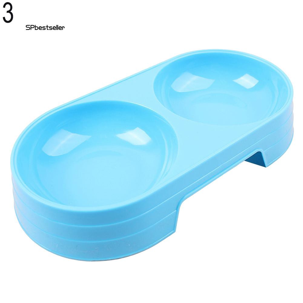 Khay đựng thức ăn 2 ngăn bằng nhựa cho thú cưng