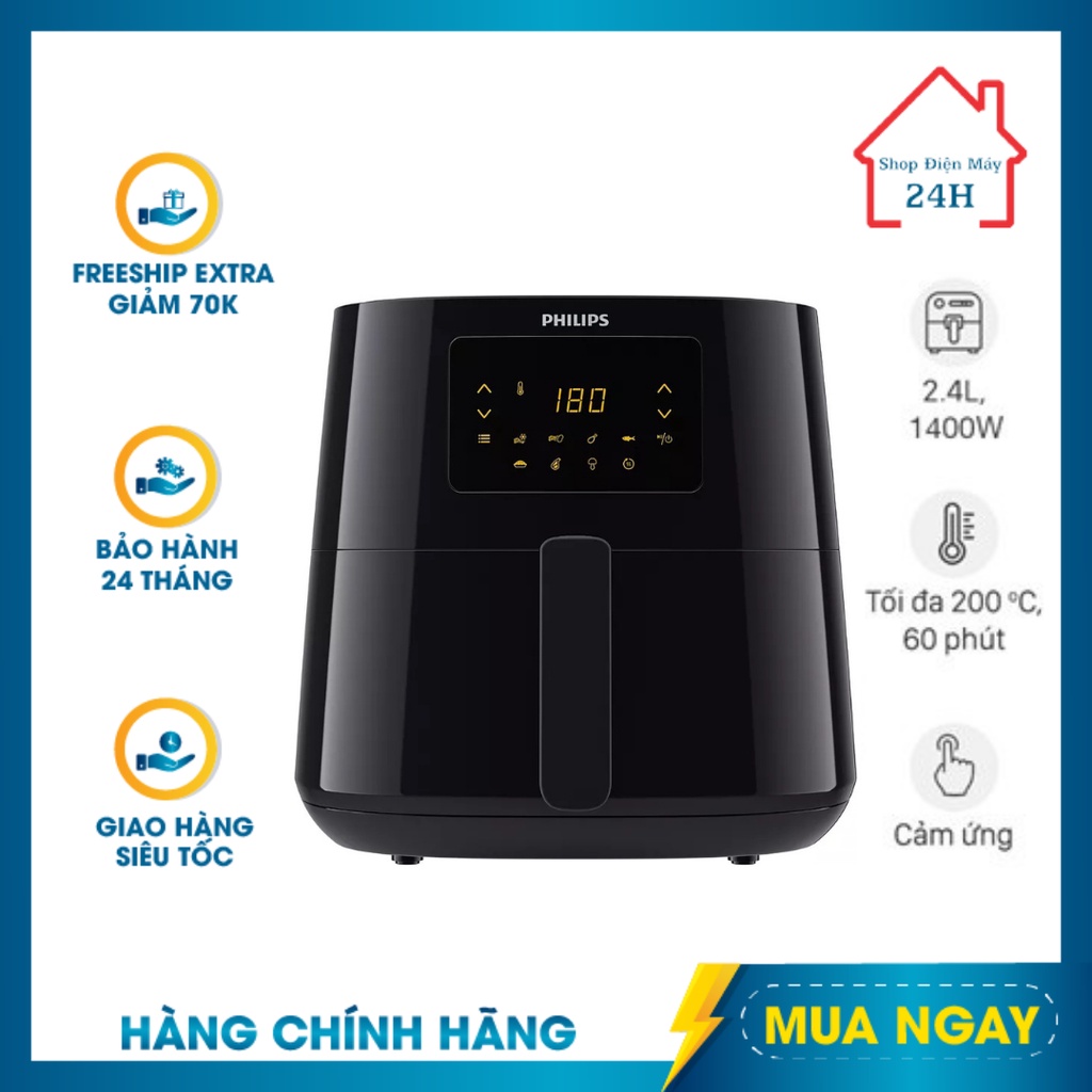 Nồi Chiên Không Dầu Philips HD9252-90 1400W 4.1 Lít – Bảo Hành 24 Tháng- Chiên - Nướng