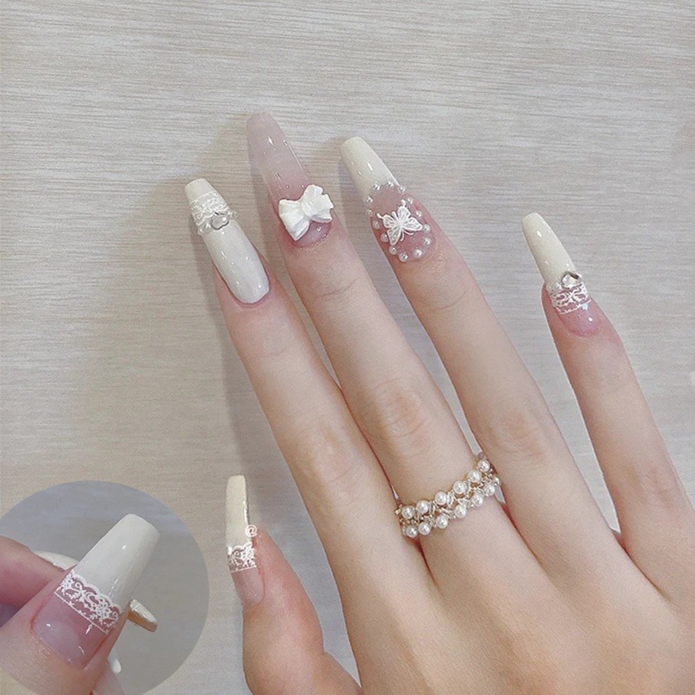 Bộ 24 Móng Tay Giả Thời Trang Chống Nước Kèm Keo Dán Cho Nữ