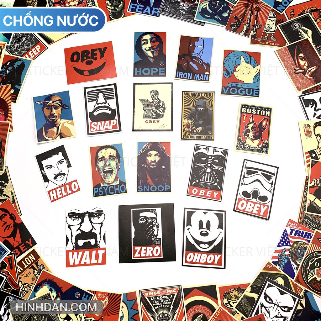 OBEY sticker Siêu Chống Nước dán Nón Bảo Hiểm, Xe, Laptop, Đàn Guitar, Tường, Tủ
