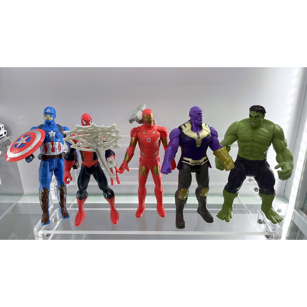 Bộ 05 Siêu Anh Hùng Avenger 4,Có Đèn Phát Sáng, Khớp Cử Động,Nhựa ABS Cao 20cm