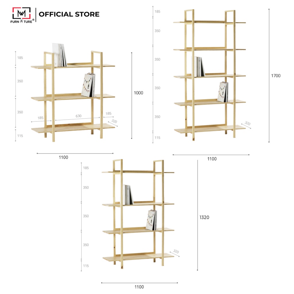 Nowship hcm - Kệ sách trang trí đa năng Hàn Quốc 345 tầng nhiều màu - B bookshelf - thương hiệu MW FURNITURE