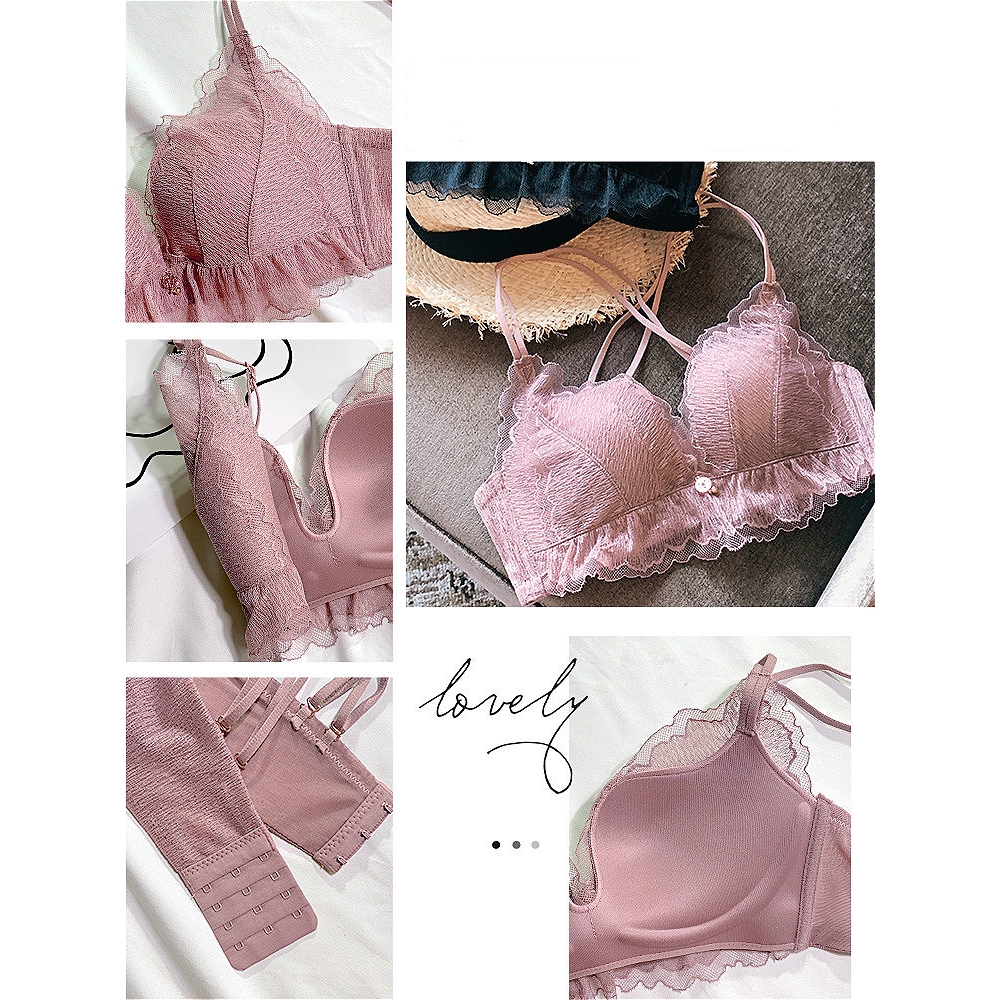 No steel ring sexy underwear gathered lace bra set | BigBuy360 - bigbuy360.vn