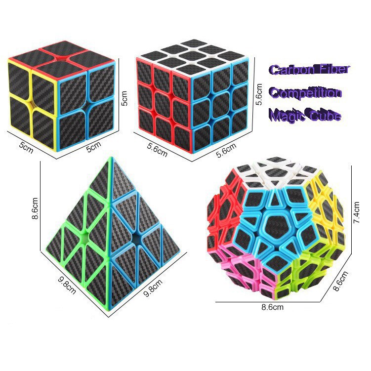 Bộ Sưu Tập Rubik CarBon 2x2 3x3 4x4 5x5 Pyraminx Megaminx Skewb Square-1 Tam Giác 12 Mặt Rubic