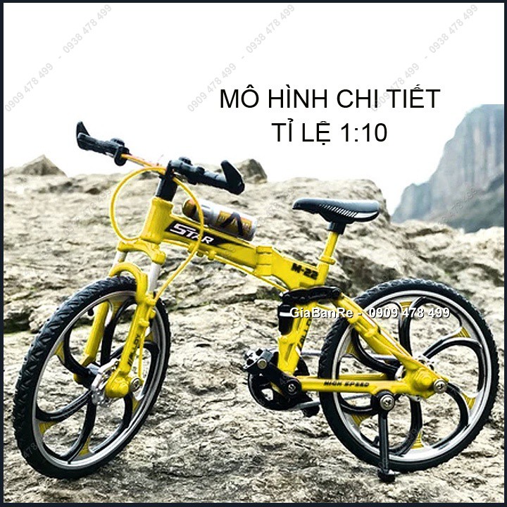 XE MÔ HÌNH TỈ LỆ 1:10 - XE ĐẠP LEO NÚI XẾP GỌN MOUNTAIN BIKE - VÀNG - 8594.2