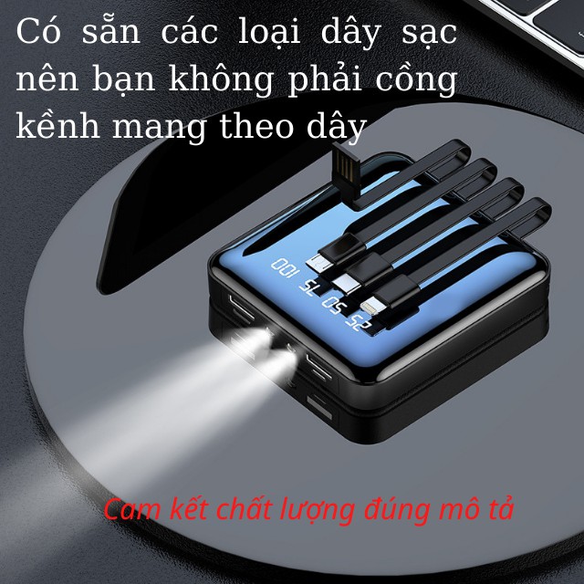 [ Mua 1 Được 4 ] Sạc Dự Phòng 20000mAh Pin Dự Phòng💥FREESHIP💥Có Sẵn Dây Sạc 4 Đầu Điện Thoại Iphone Android Siêu Mỏng