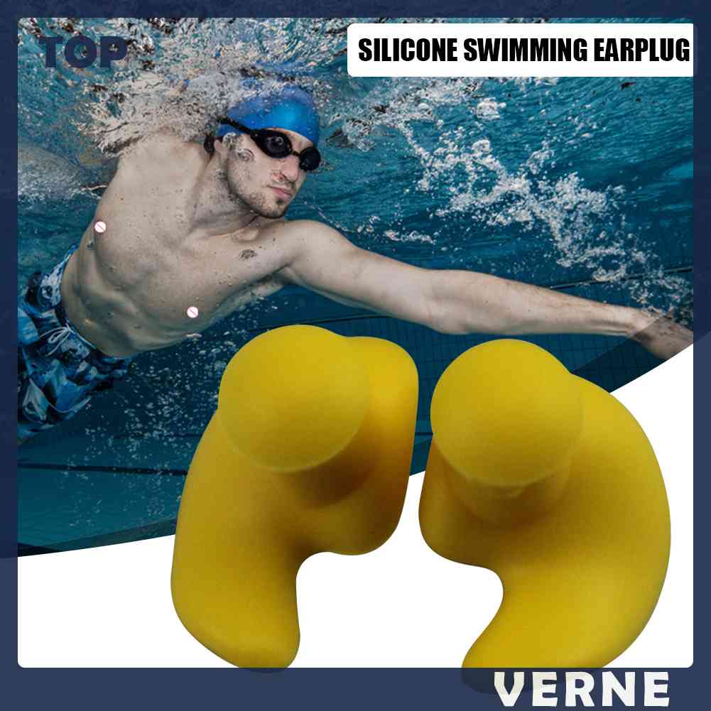 1 Cặp Nút Bịt Tai Bằng Silicone Chống Thấm Nước Tiện Dụng Khi Đi Bơi