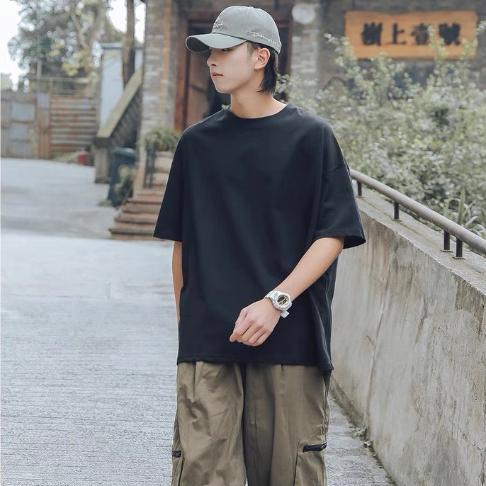 Áo thun trơn nam nữ cao cấp đen trắng form rộng tay lỡ Hàn Quốc trẻ trung Ao thun nam tay lo gia re YiiL AT00 | BigBuy360 - bigbuy360.vn