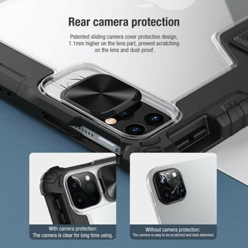 Bao da Nillkin trượt bảo vệ camera iPad Mini 6/ Pro 11 2020, 2021/ Air4 10.9/ Gen 7/Gen 8 9 10.2 Bumper Leather Case Pro