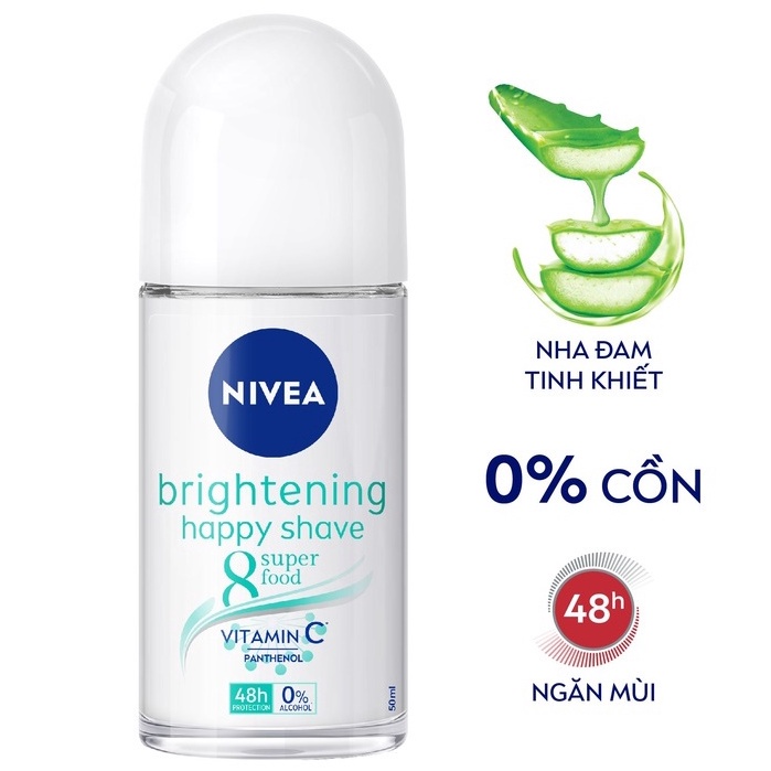 Lăn Khử Mùi Nữ Nivea Dịu Nhẹ Whitening Happy Shave 50ml