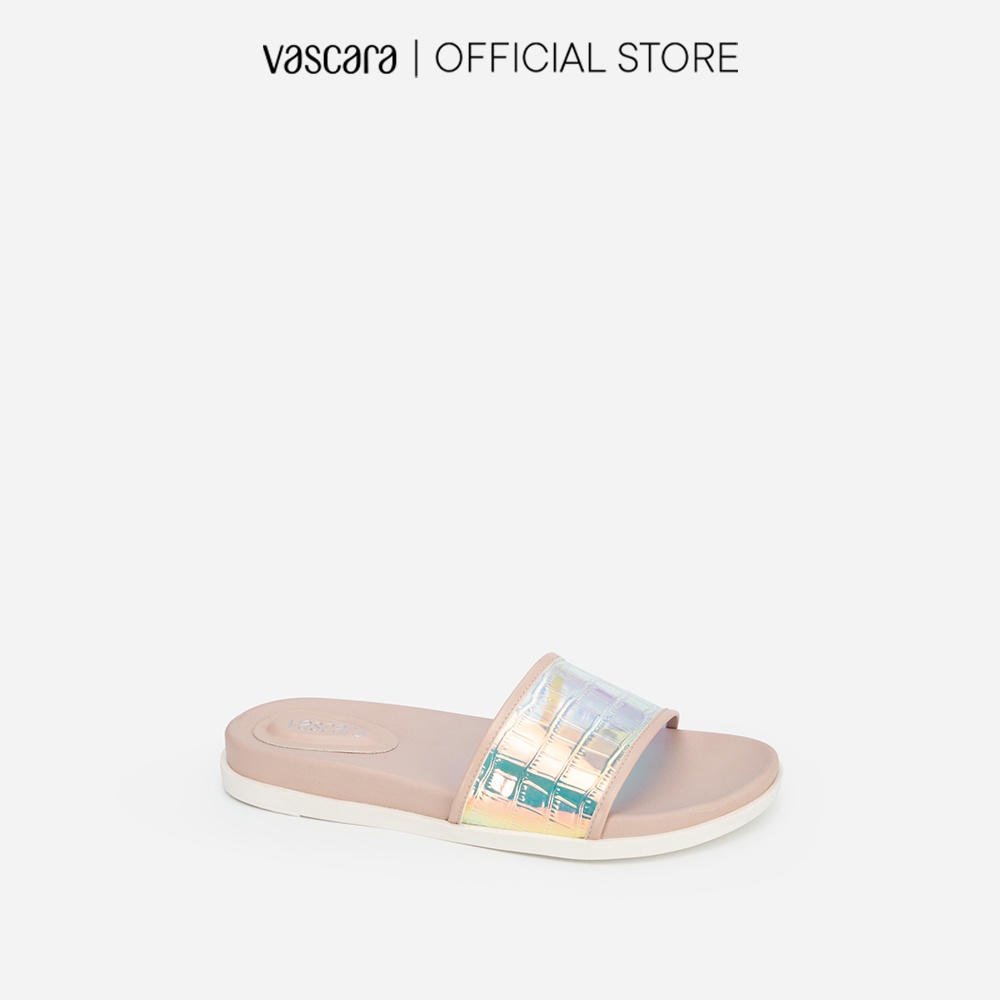 Vascara Dép Quai Ngang Phối Hologram Vân Da Cá Sấu - DXP 0167 - Màu Hồng