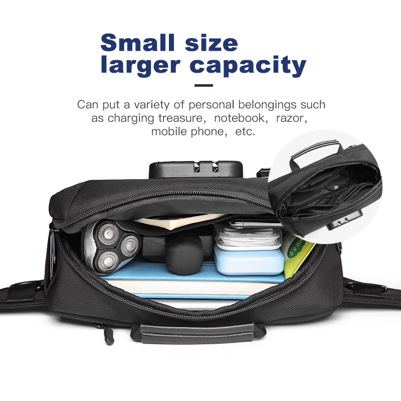 Túi đeo chéo OZUKO chống trộm chống thấm nước thời trang cho nam