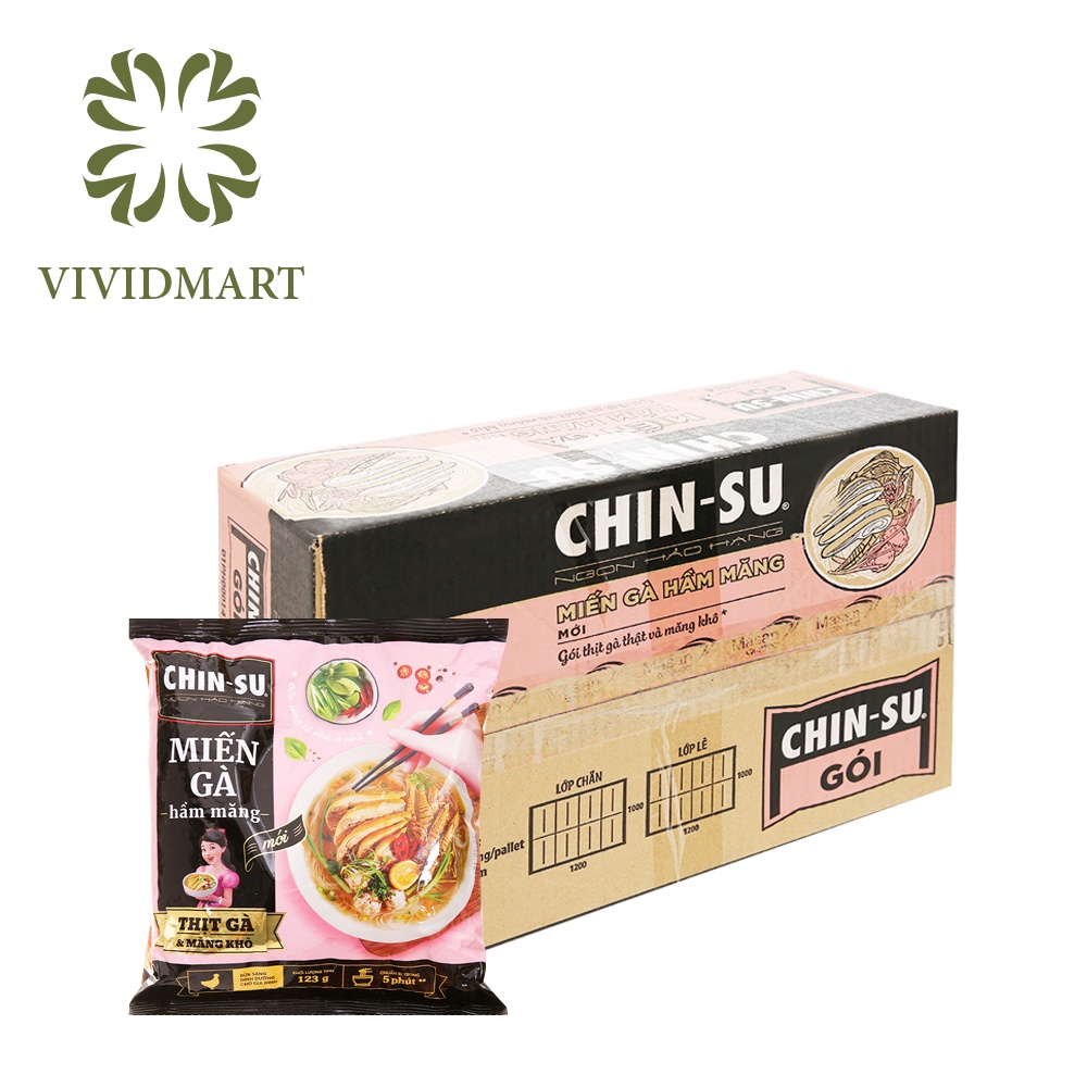 Thùng 15 gói - GÓI CHINSU CÓ THỊT THẬT 7 VỊ: HỦ TIẾU NAM VANG, BÒ KHO, BÁNH ĐA CUA, PHỞ BÒ / GÀ, MIẾN GÀ / SƯỜN – MASAN
