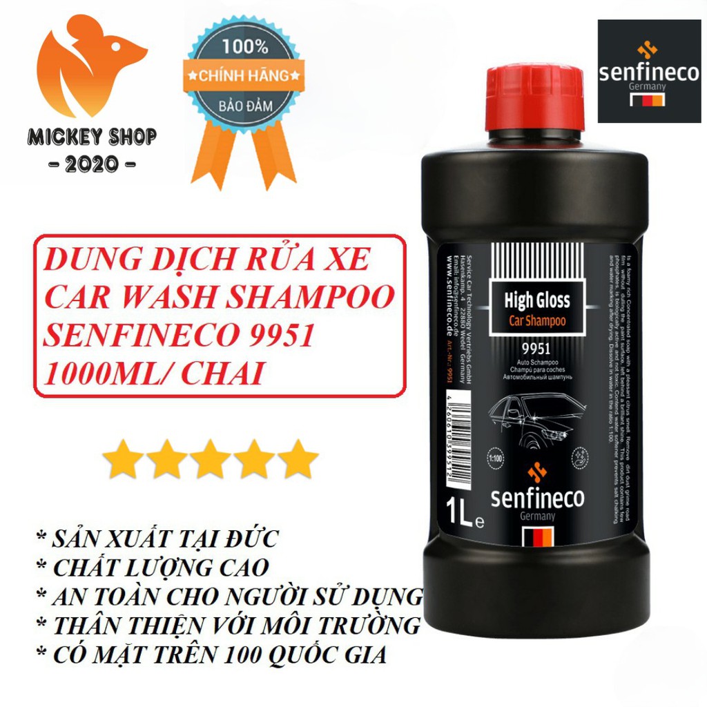 [ 100% GERMANY ] Dung Dịch Rửa Xe Senfineco High Gloss Car Wash Shampoo 1 Lít 9951 – Hàng Chính Hãng