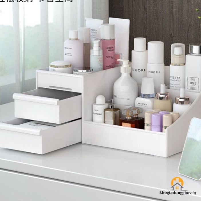 [Giao Ngay] Kệ mỹ phẩm - kệ mĩ phẩm 3 tầng 2 ngăn nhựa PP siêu bền 30x14x19cm