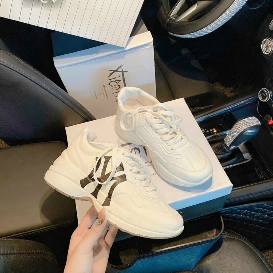 Giày thể thao độn đế nữ chữ NY siêu xinh kèm video thật của sản phẩm 110