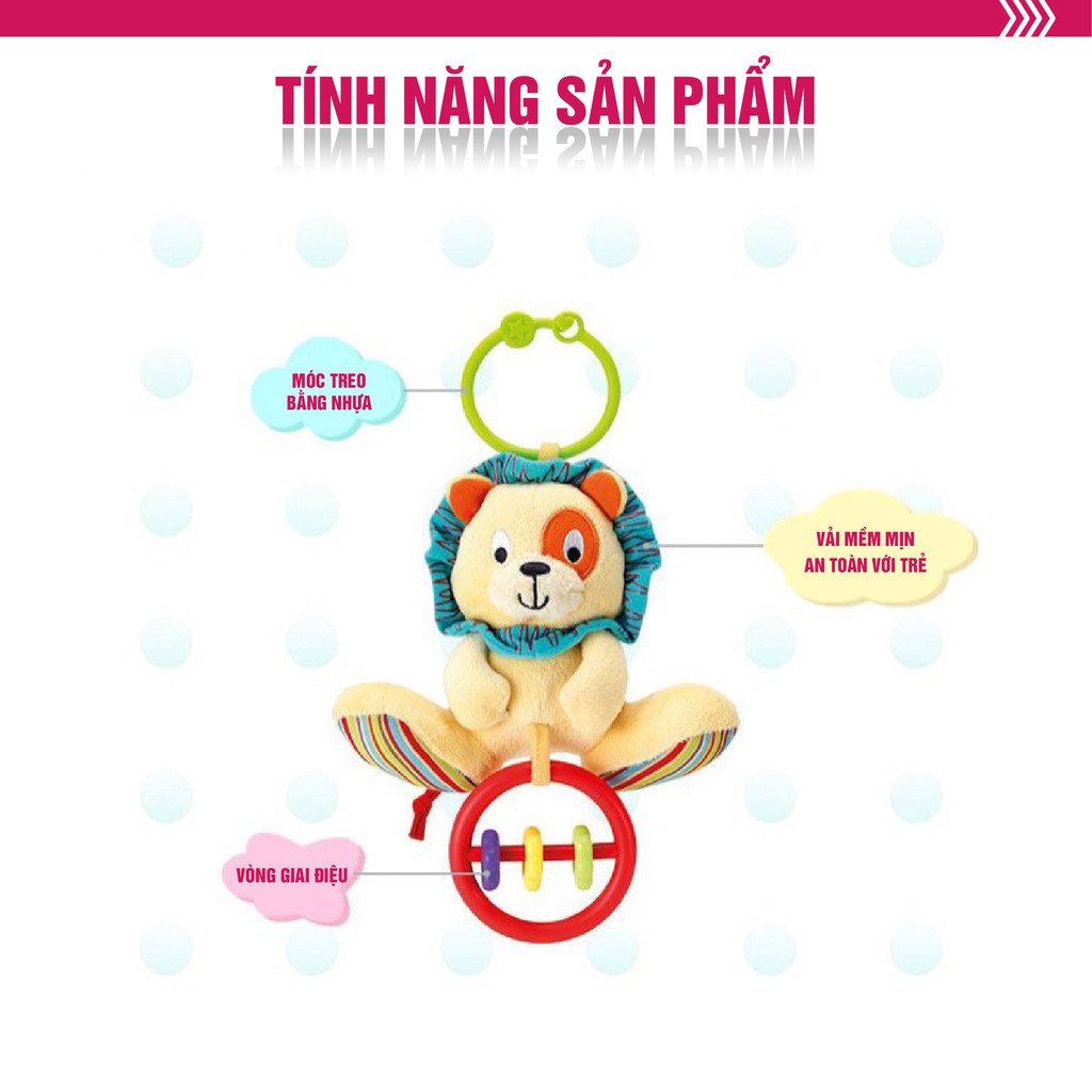 Đồ chơi thú bông xúc xắc treo cũi sư tử Winfun 0118 - đồ chơi kích thích thị giác, tư duy màu sắc cho trẻ sơ sinh