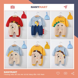 Đồ Liền Thân Quần Áo Trẻ Em Sơ Sinh Dài Tay Chất Cotton Bodysuit Thú Cưng Cho Bé Trai Bé Gái [BDD17]