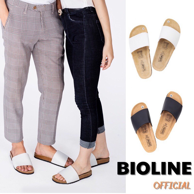 [DÉP CHỐNG NƯỚC] Dép da birken đế trấu Bioline quai ngang bản lớn da pu cao cấp chống nước P05 - Bioline Official