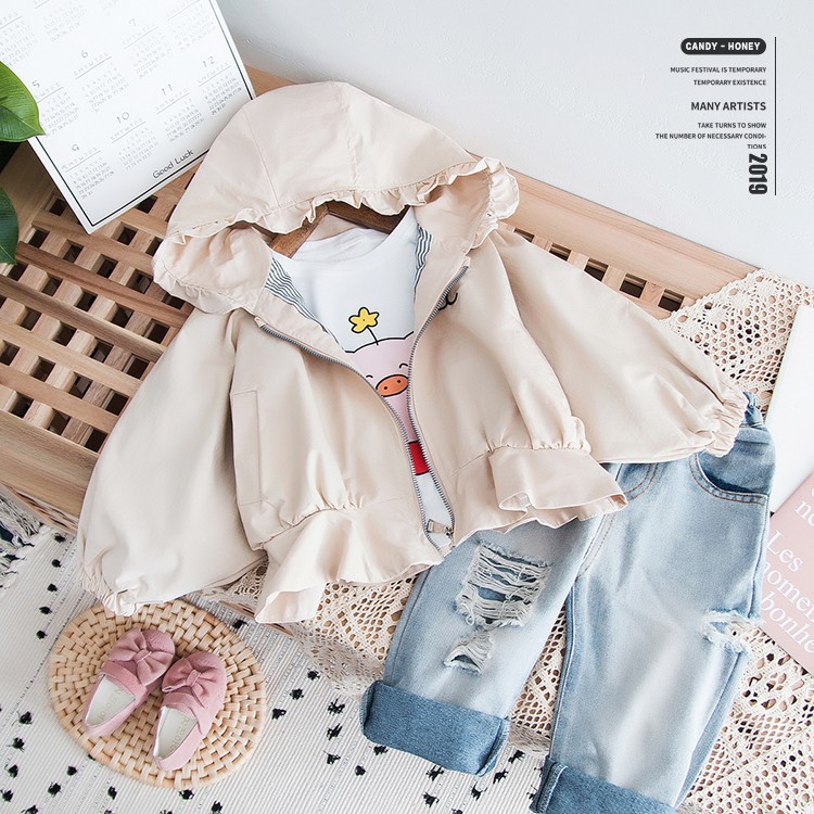 Áo khoác đuôi bèo bé gái thêu sư tử size 11-22kg AK29
