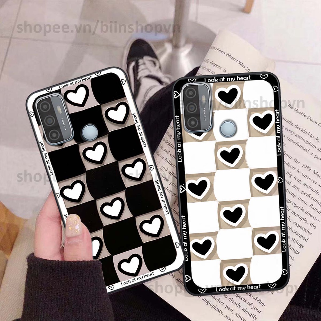 Ốp Oppo A53 caro trái tim nhiều màu sắc, đầy cá tính, khẳng định phong cách