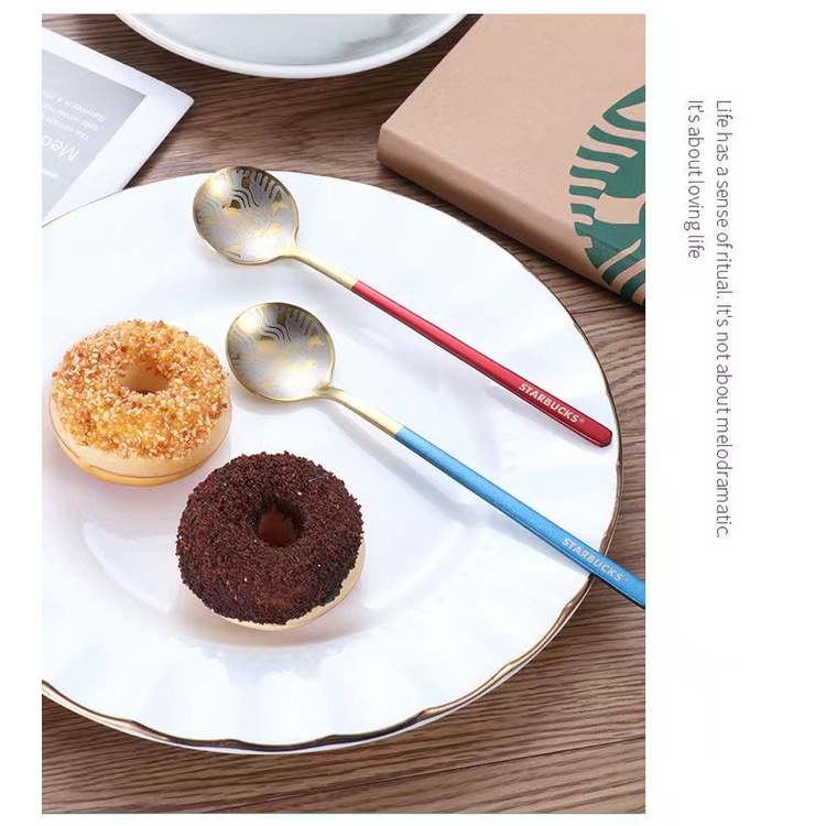 Muỗng Cà Phê Starbucks Đầu Tròn Bằng Thép Không Gỉ 304