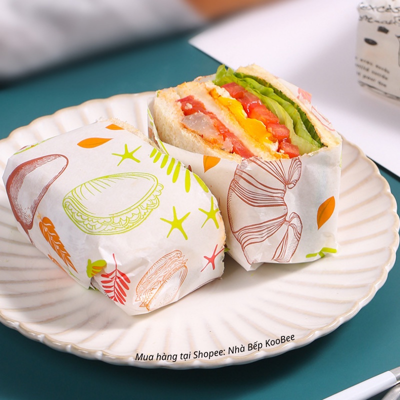 Giấy gói bánh mì, burger, sandwich, thực phẩm giữ nhiệt KAULUS - Giấy nến cho nồi chiên không dầu vuông