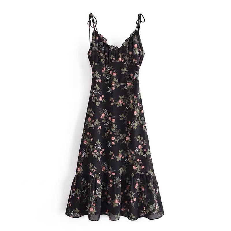 Váy Maxi Nữ, Đầm 2 Dây Thắt Nơ Vai Nhún Ngực Đuôi Cá Form Dáng Thoải Mái, Phù Hợp Đi Chơi, Đi Biển.  ྇