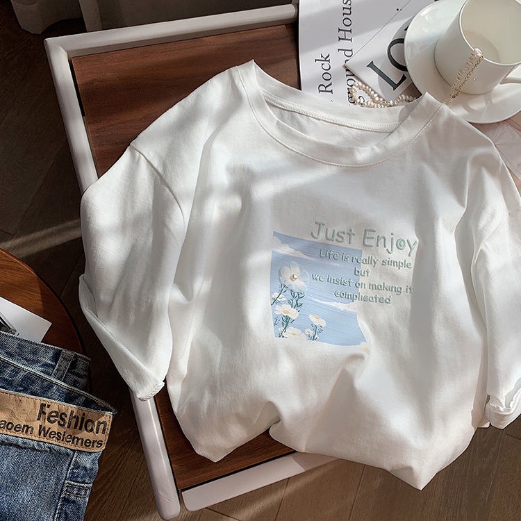 Áo Thun Tay Ngắn In Họa Tiết Dễ Thương Thời Trang Mùa Hè Cho Nữ