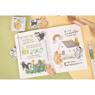 Bộ 46 Sticker Mèo & Chó Hàn Quốc dán trang trí E58