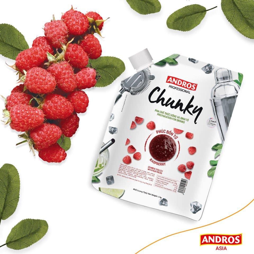 Phúc bồn tử CHUNKY / Raspberry CHUNKY - Mứt trái cây Andros professional - túi 1kg