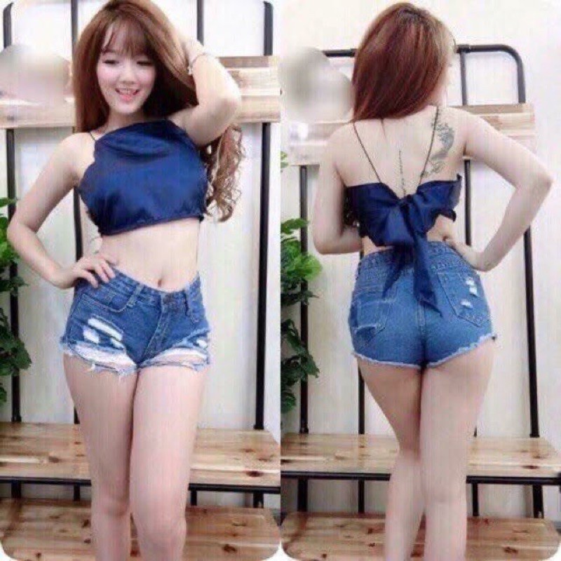 Áo yếm phi bóng hở lưng