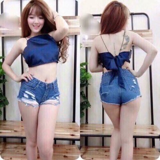 Áo yếm phi bóng hở lưng