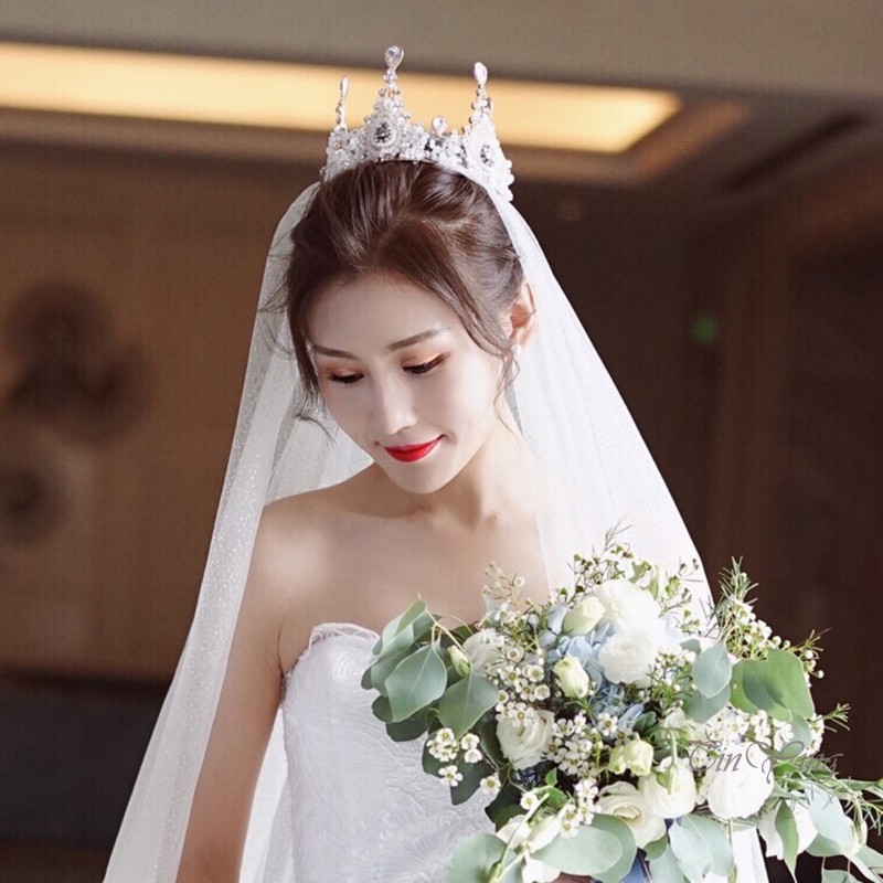 GETNOIVAS Vương Miện Đính Đá Pha Lê Nhân Tạo Cho Cô Dâu