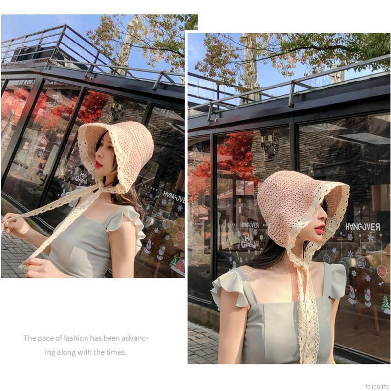 Mũ tai bèo viền ren thời trang mùa hè