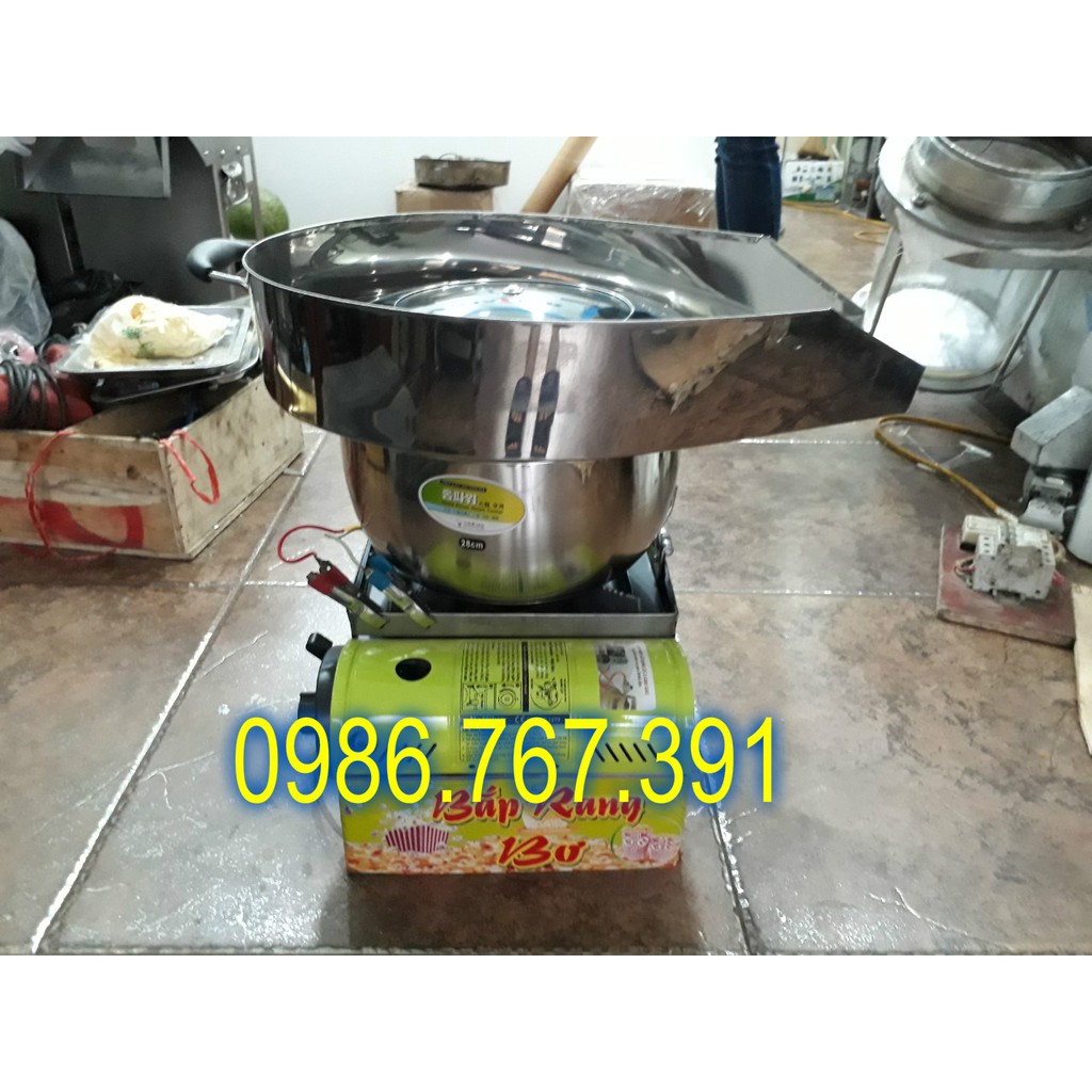 Máy nổ bắp rang bơ bằng ga nồi to siêu đẹp, có máng