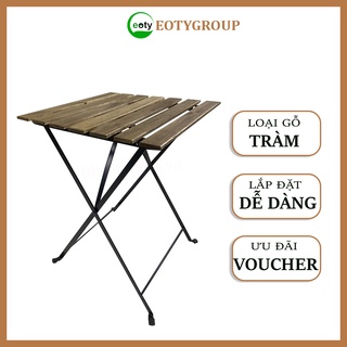 Bàn cafe gấp gọn ban công ngoài trời - Bàn ghế gỗ ban công, cafe Fansipan patio Eotygroup