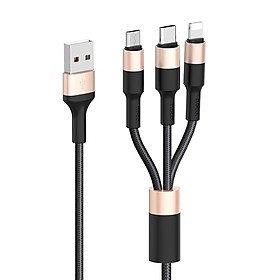 Dây Sạc 3 Đầu Hoco X26 cổng Lightning cho IPhone/Ipad, Micro Android, Type C Android dài 1M - CHÍNH HÃNG