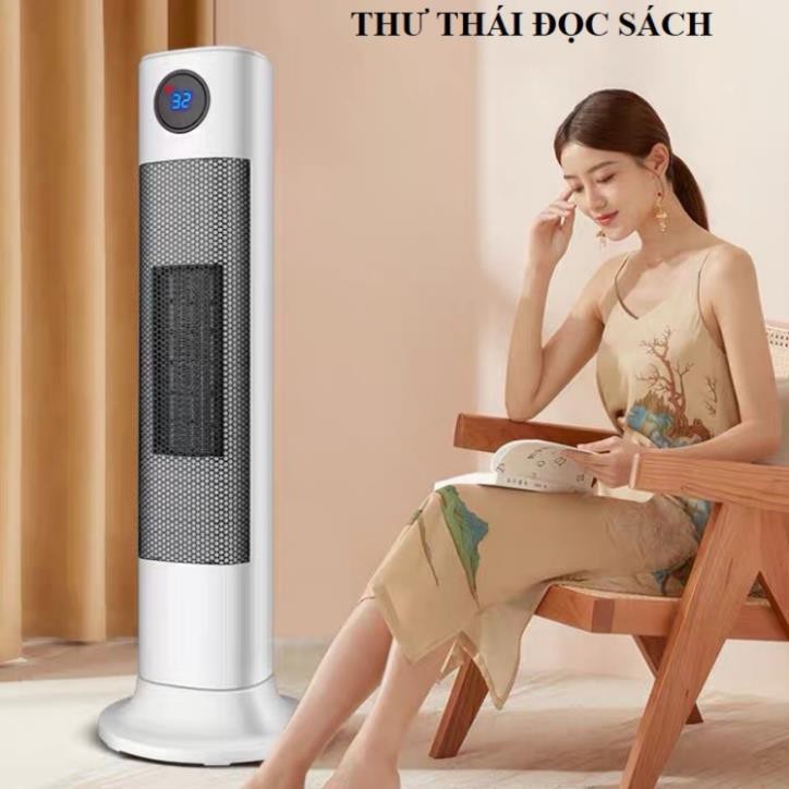 Quạt sưởi ấm_máy sưởi_Điều khiển từ xa_dáng đứng cao cấp - An toàn - Đầu xoay góc rộng đa năng