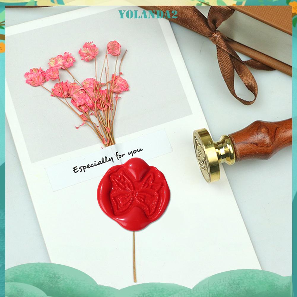 Con dấu sáp niêm phong thư hình nơ với tay cầm kim loại phong cách retro