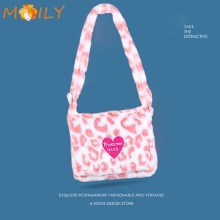 Túi Đeo Vai Vải Lông Họa Tiết Trái Tim Xinh Xắn Thời Trang Cho Phụ Nữ