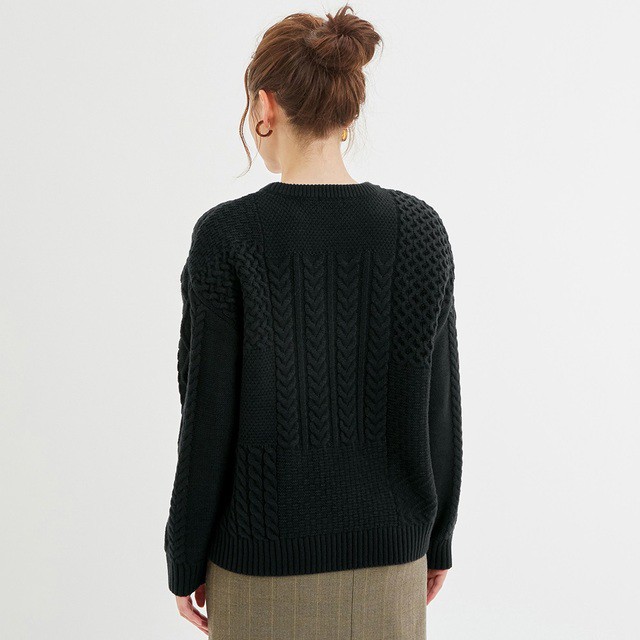 Áo len vặn thừng siêu dày siêu ấm GU JN+E 318580 - Chính hãng